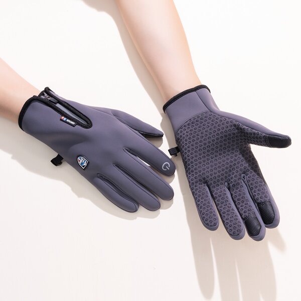 

Zipper Detail Gloves, Grey