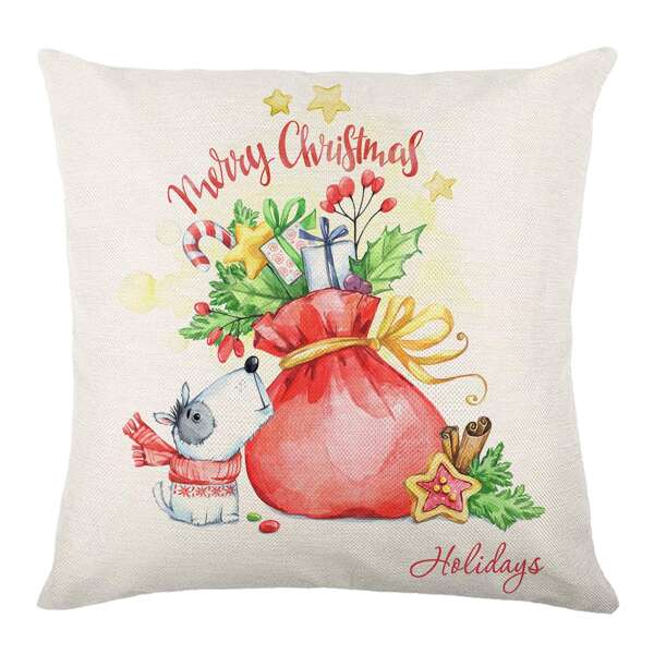 

Christmas Print Waterproof Outdoor Cushion Cover Without Filler, Multicolor