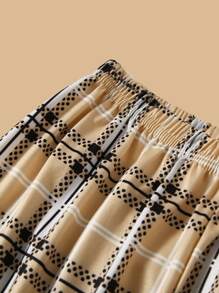 Girls Butterfly Print Tee & Plaid Print Trousers PJ Set - Multicolor - View 4