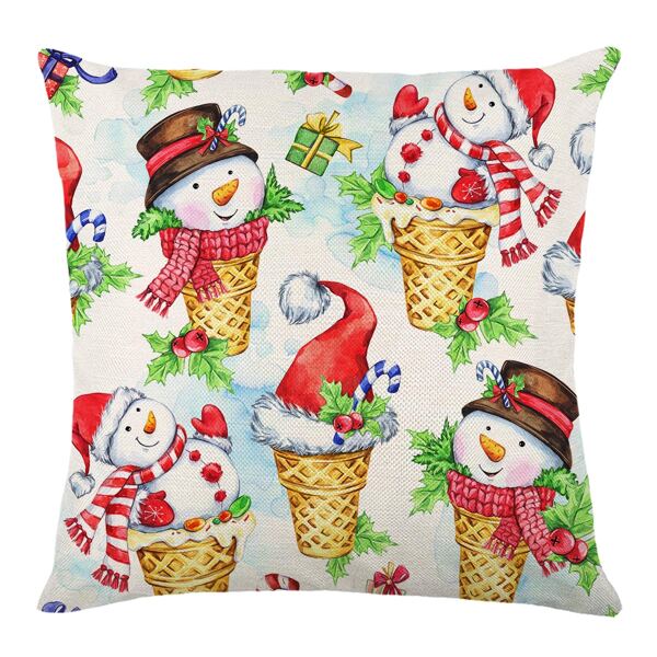

Christmas Snowman Print Waterproof Outdoor Cushion Cover Without Filler, Multicolor