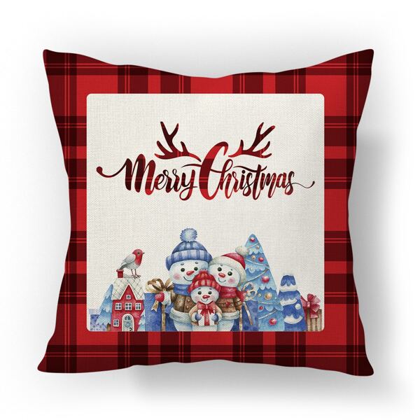 

Christmas Snowman Print Waterproof Outdoor Cushion Cover Without Filler, Multicolor