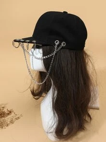 Gorra de béisbol con diseño de cadena - Negro - Ver 1