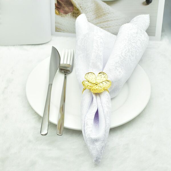 

4pcs Flower Napkin Ring, Gold