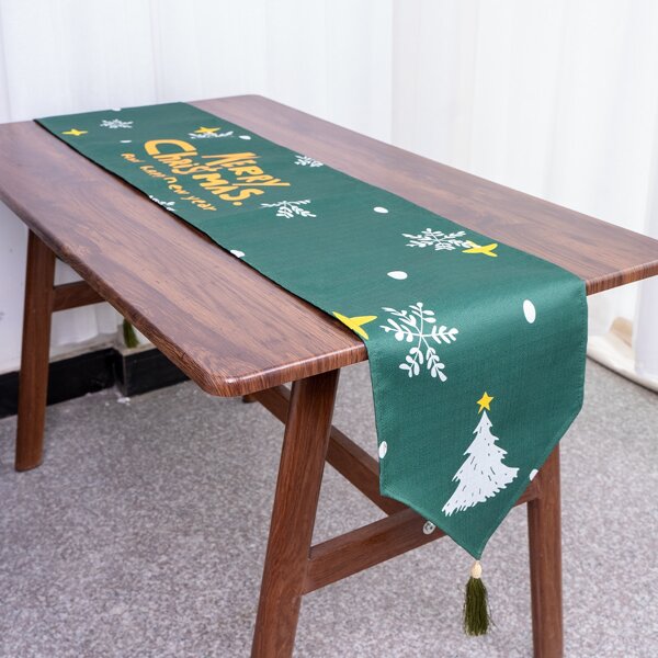 

Christmas Slogan Graphic Table Runner, Multicolor