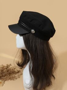 Simple Baker Boy Hat - Black - View 2