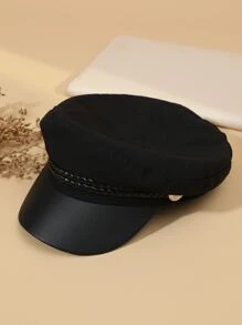 Simple Baker Boy Hat - Black - View 3