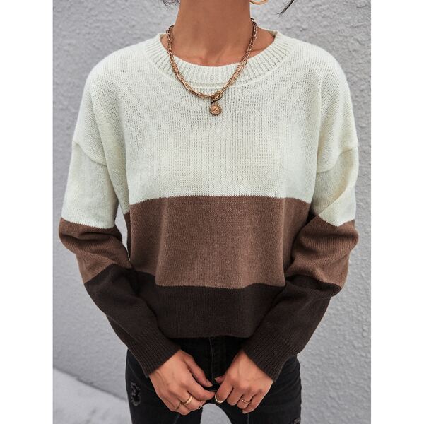 

Cut And Sew Drop Shoulder Sweater, Multicolor