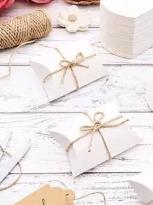 10pcs Biscuit Packing Box, White Paper Candy Box For Party - White - View 1