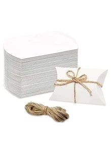 10pcs Biscuit Packing Box, White Paper Candy Box For Party - White - View 2