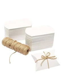 10pcs Biscuit Packing Box, White Paper Candy Box For Party - White - View 3