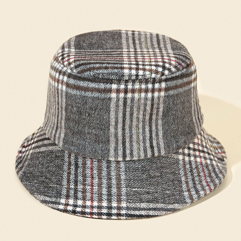 

Plaid Pattern Bucket Hat, Multicolor