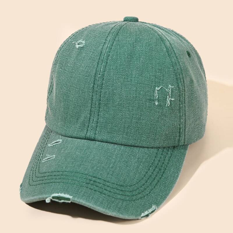 

Ripped Decor Baseball Cap, Green