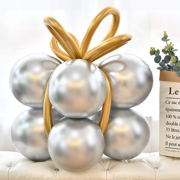 

12pcs Gift Box Shaped Balloon, Multicolor