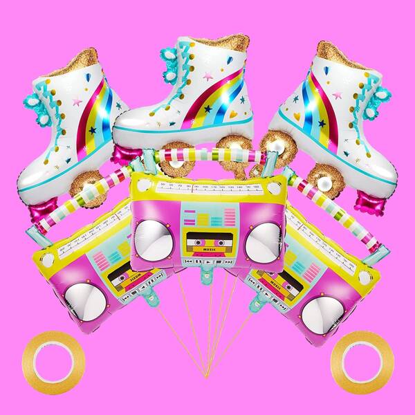 

8pcs Radio & Skate Shaped Balloon, Multicolor