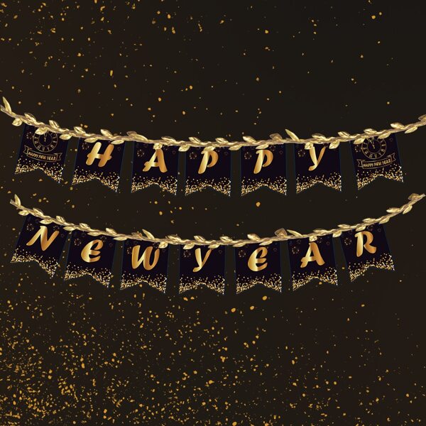 

1set Happy New Year Banner, Multicolor