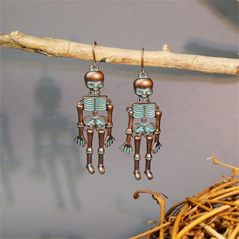 

Skeleton Drop Earrings, Gold