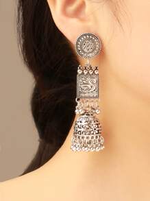 Round Ball Tassel Decor Earrings Drop Earrings - Antique Silver - View 3