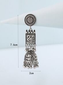 Round Ball Tassel Decor Earrings Drop Earrings - Antique Silver - View 4