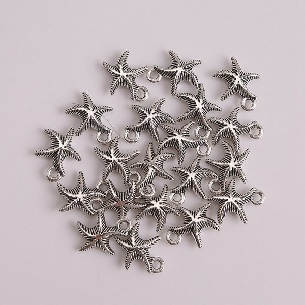 

20pcs Starfish Design Pendant, Silver