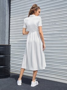 Mulvari Polo Neck A-line Dress - White - View 2