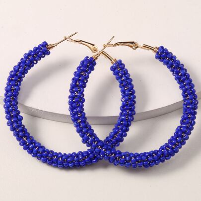 Bead Decor Hoop Earrings