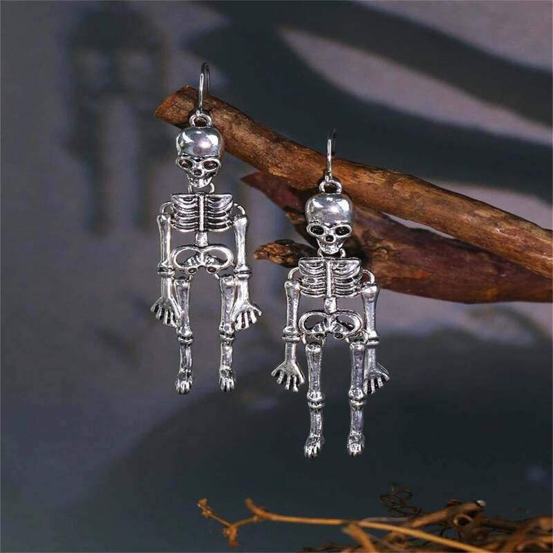 

Skeleton Drop Earrings, Silver