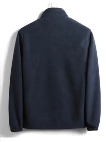 Manfinity 男士拉鏈開襟保暖不帶上衣夾克 - 藏蓝色 - 查看 2