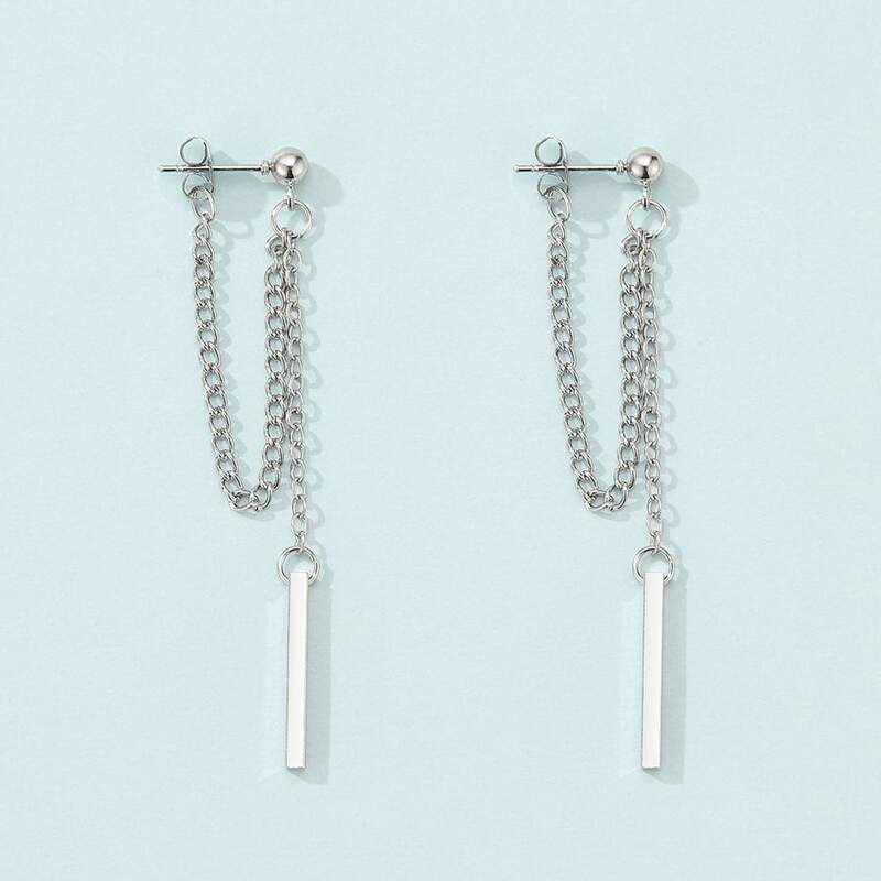 

Geo Drop Earrings, Silver