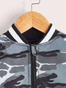 SHEIN Toddler Boy Jackets Dây kéo Ngụy trang Giải trí - Nhiều màu - Xem 4