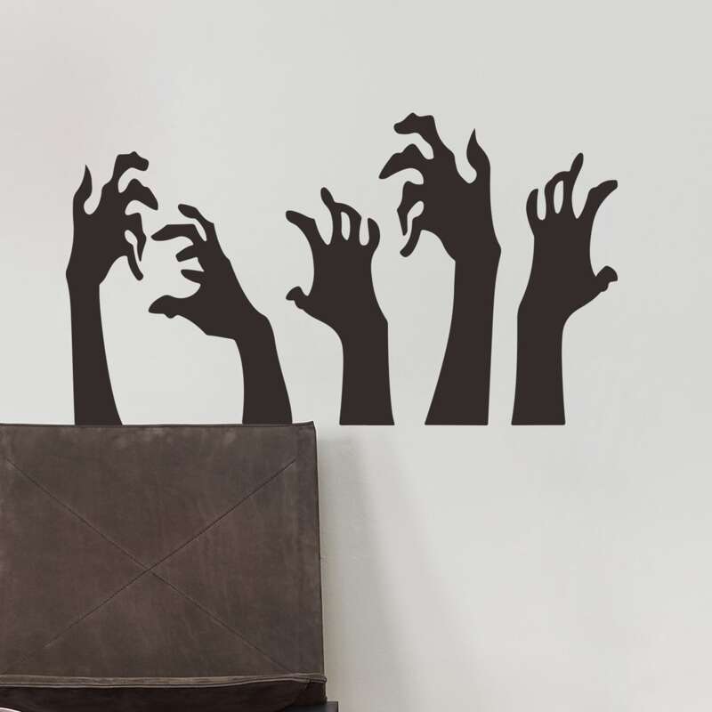 

1pc Halloween Hand Print Wall Sticker, Black