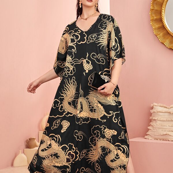 

Plus Chinese Dragon Tunic Dress, Multicolor