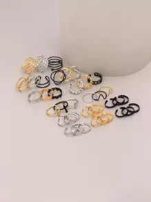 39pcs Heart Decor Ring - Multicolor - View 2