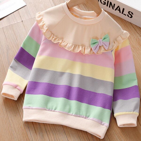 

Toddler Girls Striped Ruffle Trim Sweatshirt, Multicolor