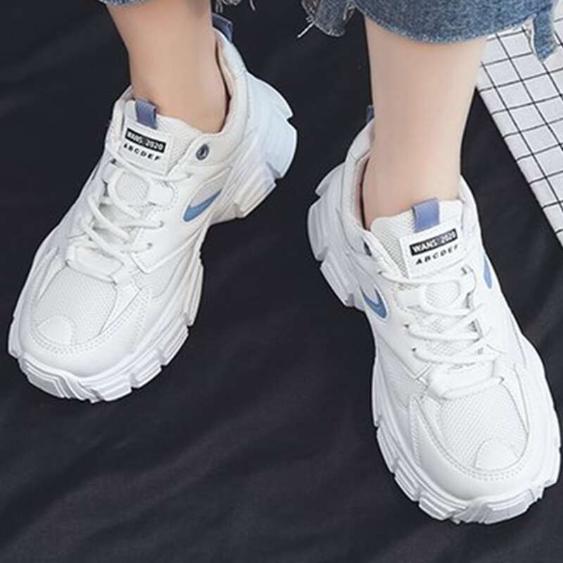 

Lace-up Front Mesh Panel Sneakers, White