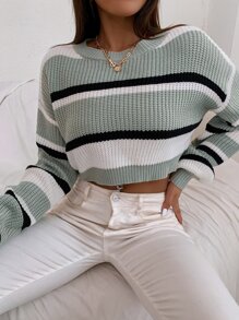 RueChic Color Block Drop Shoulder Jumper - Multicolor - View 7