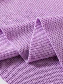 小女童麻花編織假鈕扣套頭毛衣 - 紫色 - 查看 5