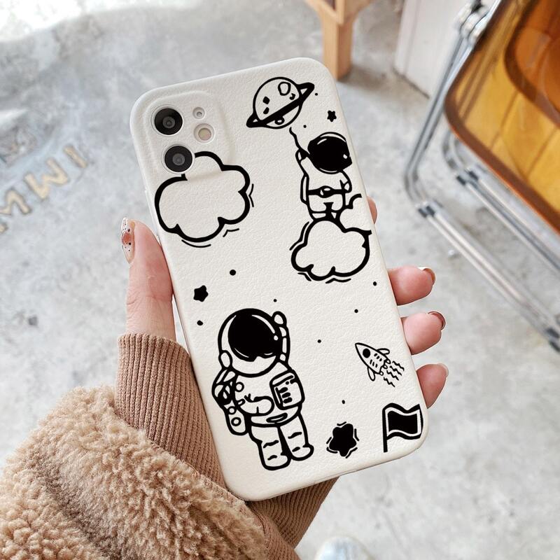 

Astronaut Pattern Phone Case, Black and white