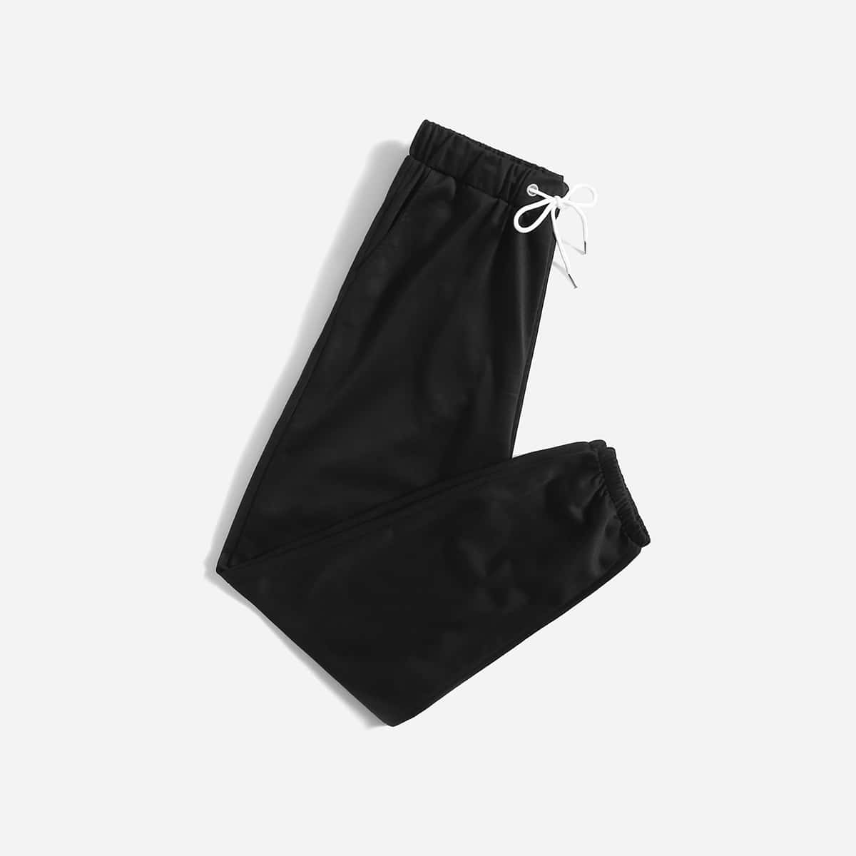 

Solid Drawstring Sweatpants, Black