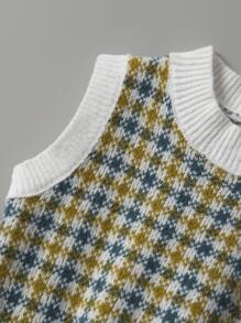 Toddler Girls Plaid Pattern Sweater Vest