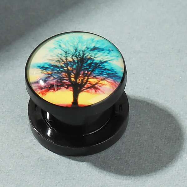 

1piece Tree Detail Stud Earrings, Multicolor