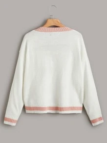 SHEIN Qutie Fruit & Letter Pattern Jumper - White - View 2