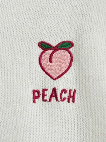 SHEIN Qutie Fruit & Letter Pattern Jumper - White - View 3
