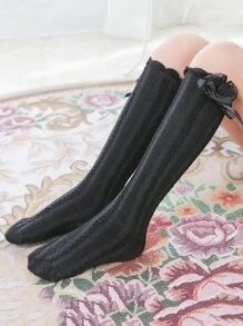 Vớ trang trí cho bé gái nơ - màu đen - Xem 1