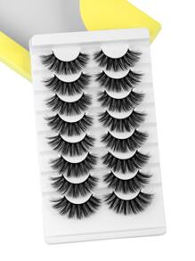 8 pairs of complete eyelashes thick curling 17mm fluffy and slim eyelashes Daily cat eye tail long