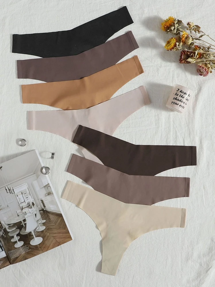 SHEIN 7 paquetes Conjunto de bragas sexys liso - Multicolor - Añade 1