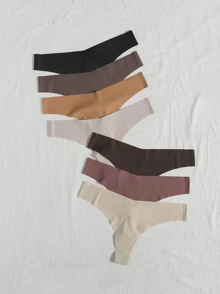 SHEIN 7 paquetes Conjunto de bragas sexys liso - Multicolor - Añade 5