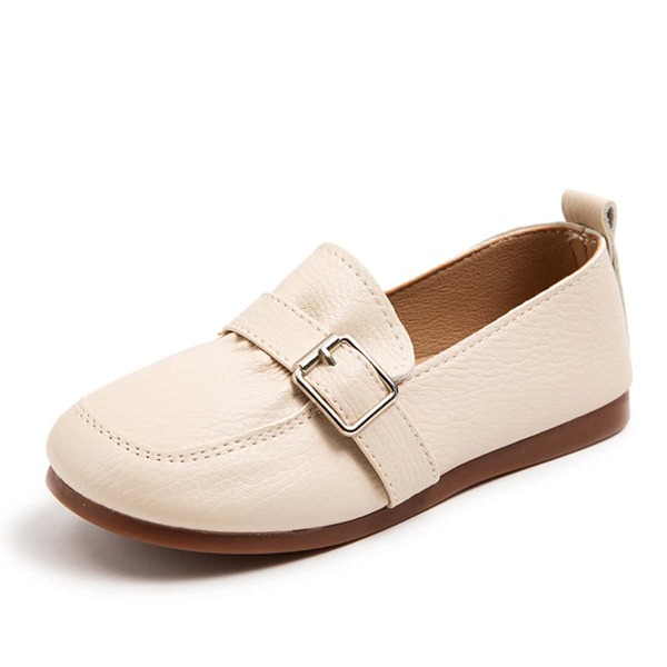 

Girls Buckle Decor Loafers, Beige