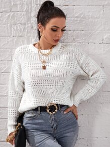 Áo len nữ màu trơn Giải trí - trắng - Xem 5