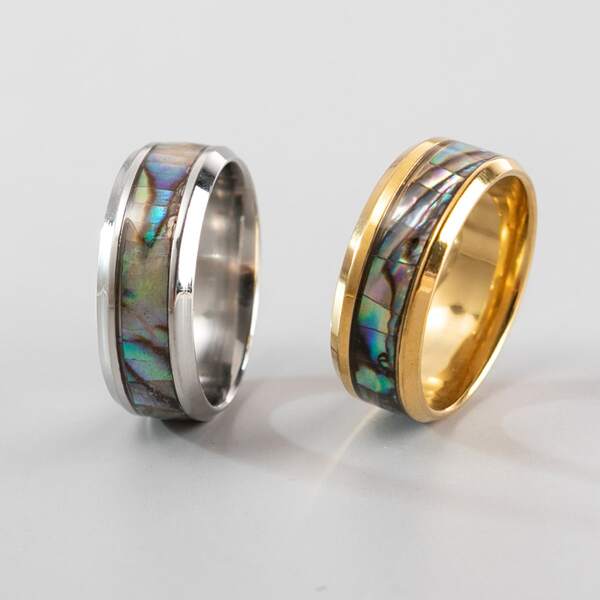 

2pcs Men Color Block Ring, Multicolor