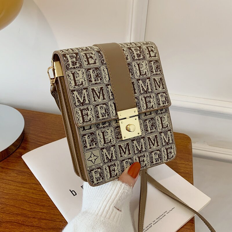 

All-over Print Crossbody Bag, Brown